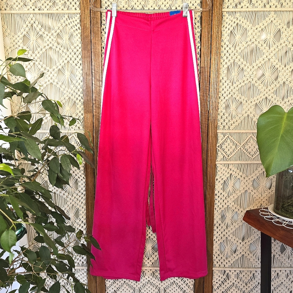 NWT Adidas Wide Leg Wrap Around Track Pants in Barbie Pink